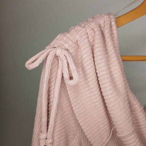 UEC Maurice's Cowl Neck Cinch Shoulder Sweater Blush Pink Ribbed Coquette sz 1X - Picture 6 of 13